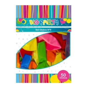 GLOBO LISO N°9 COLORES SURTIDOS 50 UNIDADES GLAM