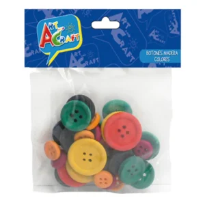 SET BOTONES DE MADERA COLORES 30 UNIDADES ART&CRAFT